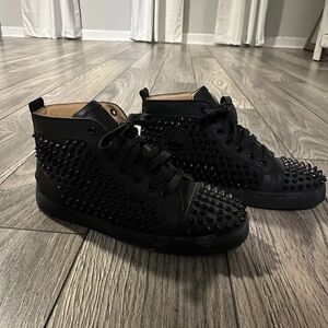 Christian Louboutin Louis Spiked Leather Sneakers.